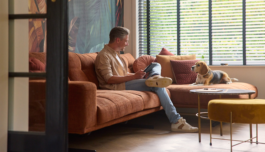 Man Hond Woonkamer Bank Ipad 904X520