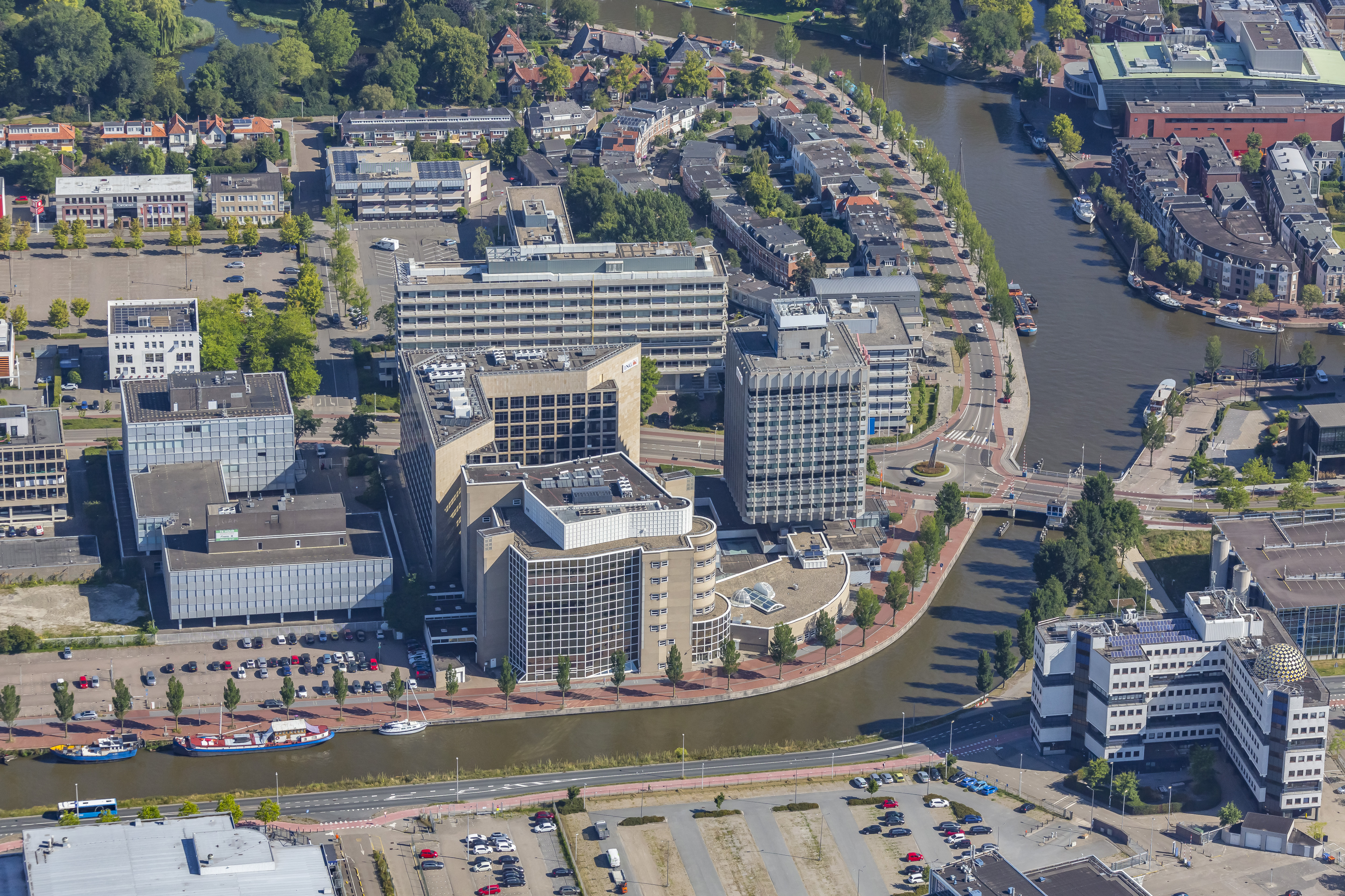 Luchtfoto van grote stad