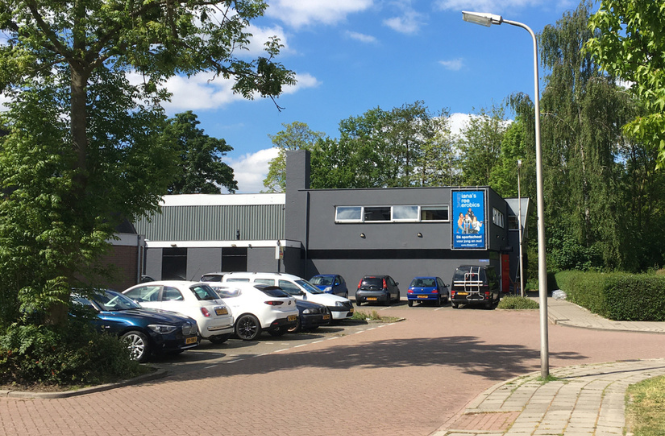 Auto's Op Een Parkeerplaats Voor Een Pand Aan De Anna Van Burenstraat met veel groen eromheen