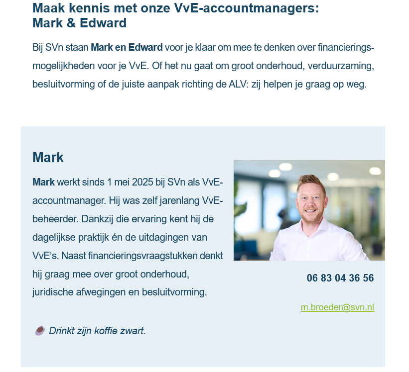 Artikel Voorstelronde Mark Van Den Broeder Accountmanager Vve Bij Svn